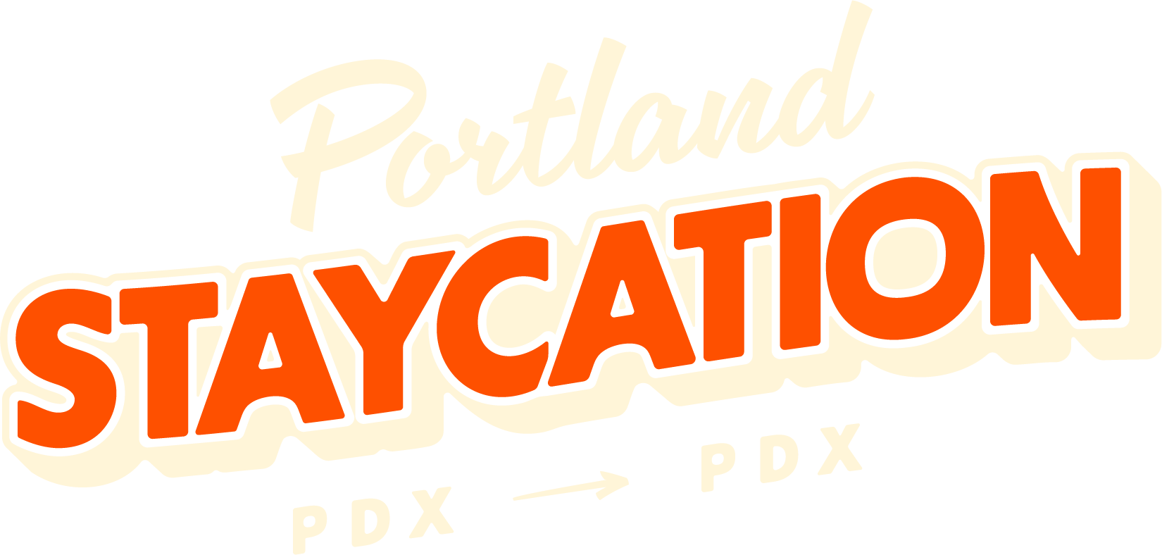 Portland Staycation reverse logo on orange